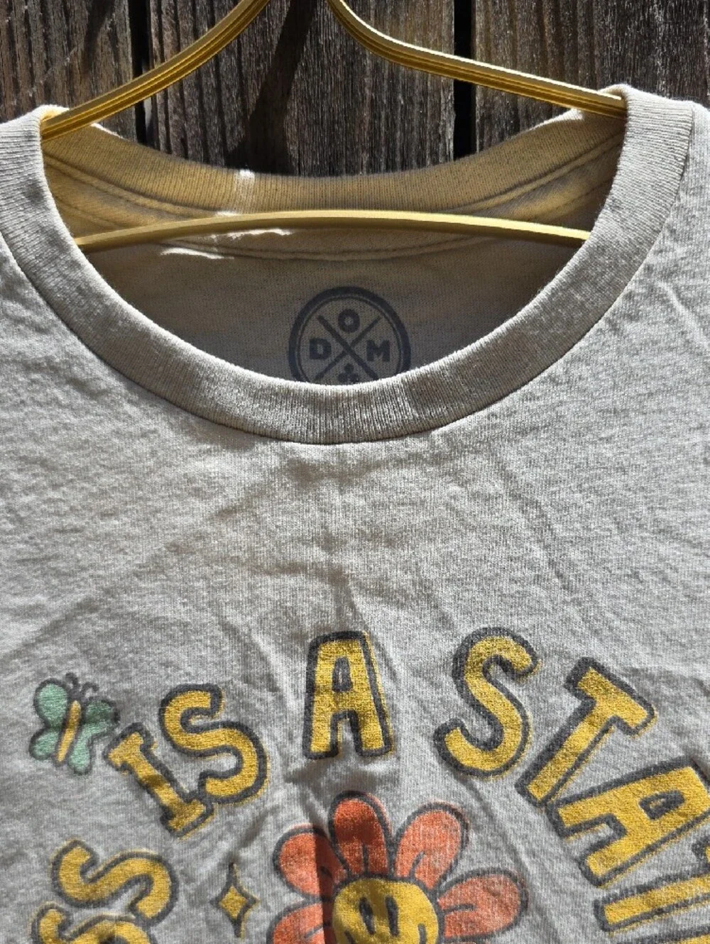 Happiness Is a State of Mind Mushroom Flower Graphic Tee - Beige 100% Cotton - Picture 3 of 9